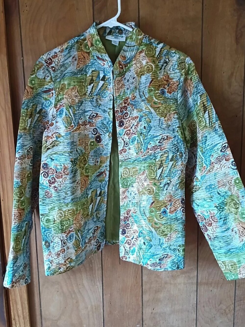 Dressbarn Women’s Open Front Textured Jacket Size Medium Multicolor Print